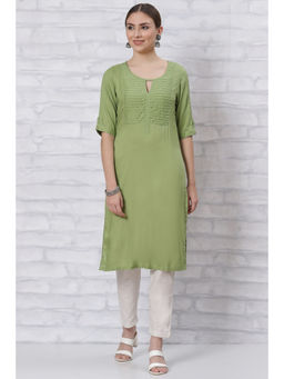 Rangriti - Women Green Straight Kurta