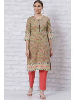Rangriti - Women Olive Green Straight Kurta