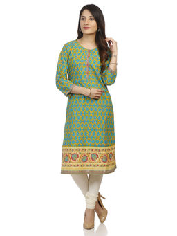 Rangriti - Women Turquoise Straight Kurta