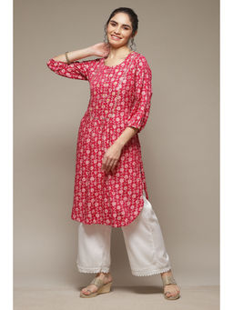 Rangriti - Women Red Art Silk Crinkled Kurta