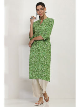 Rangriti - Women Sage Green Viscose Rayon Straight Kurta