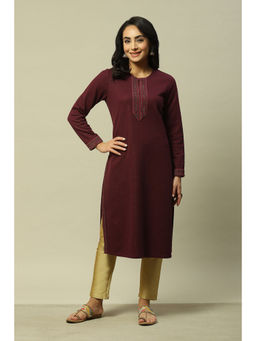 Rangriti - Women Purple Jacquard Yarn Dyed Kurta