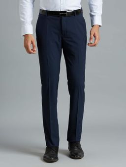Reid & Taylor - Men Navy Blue Polyviscose Formal Trouser