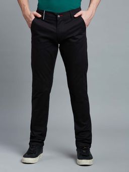 Reid & Taylor - Men Black Cotton Lycra Casual Trouser
