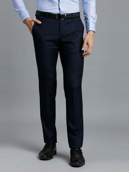 Reid & Taylor - Men Navy Blue Polyviscose Formal Trouser