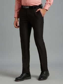 Reid & Taylor - Men Brown Polyviscose Formal Trouser