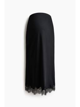 H&M - Women Black Mama Lace-Trimmed Slip Skirt