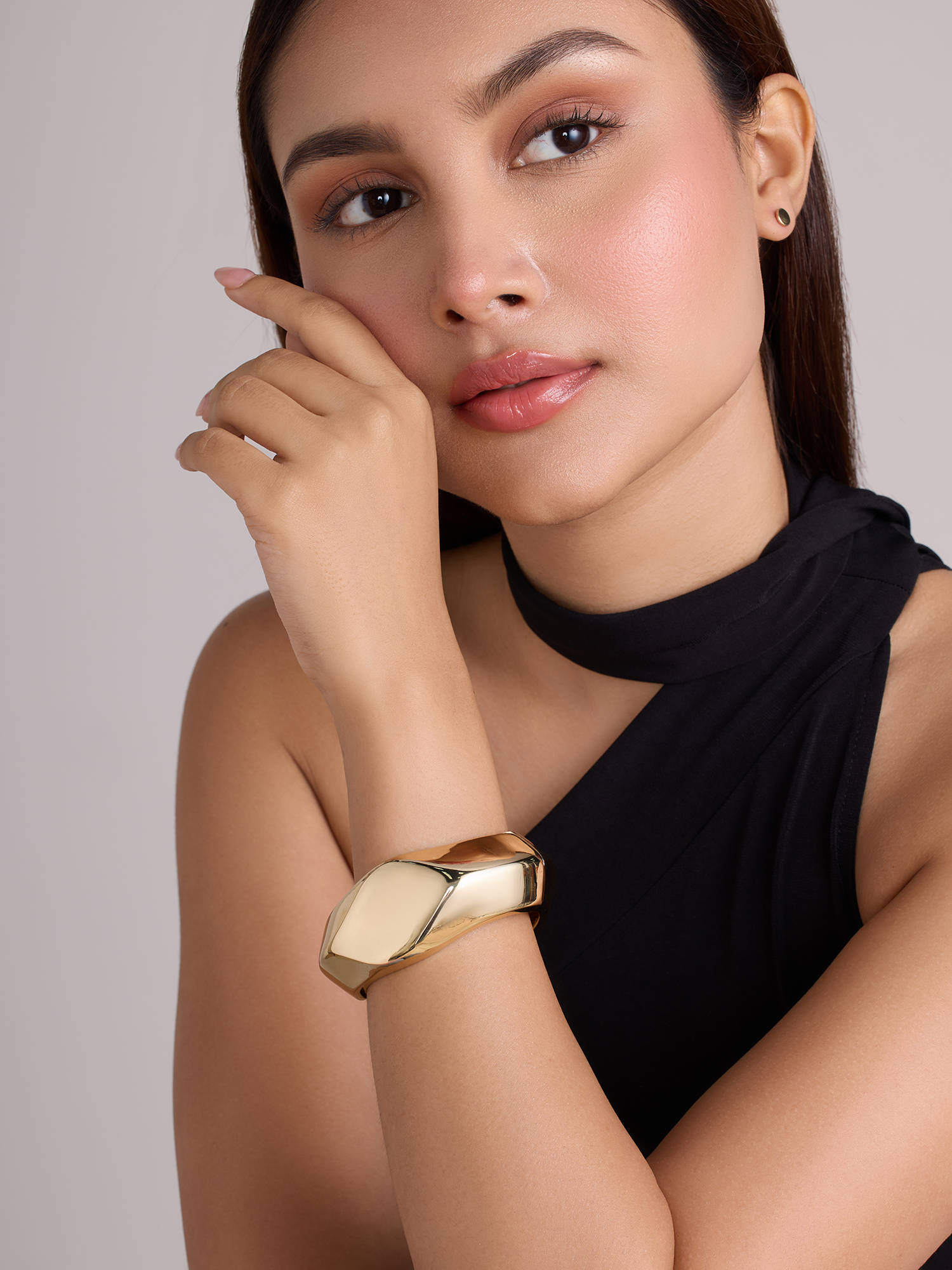 Gold Irregular Shaped Cuff Bracelet
