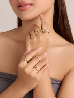 Pipa Bella by Nykaa Fashion - Gold Overlapping Drop Style Rings (Pack of 10)