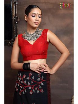 Sutra Art of Clothing - Scarlet Red Stitched Blouse