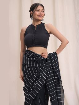 Sutra Art of Clothing - Nisha Black Cotton Stitched Blouse