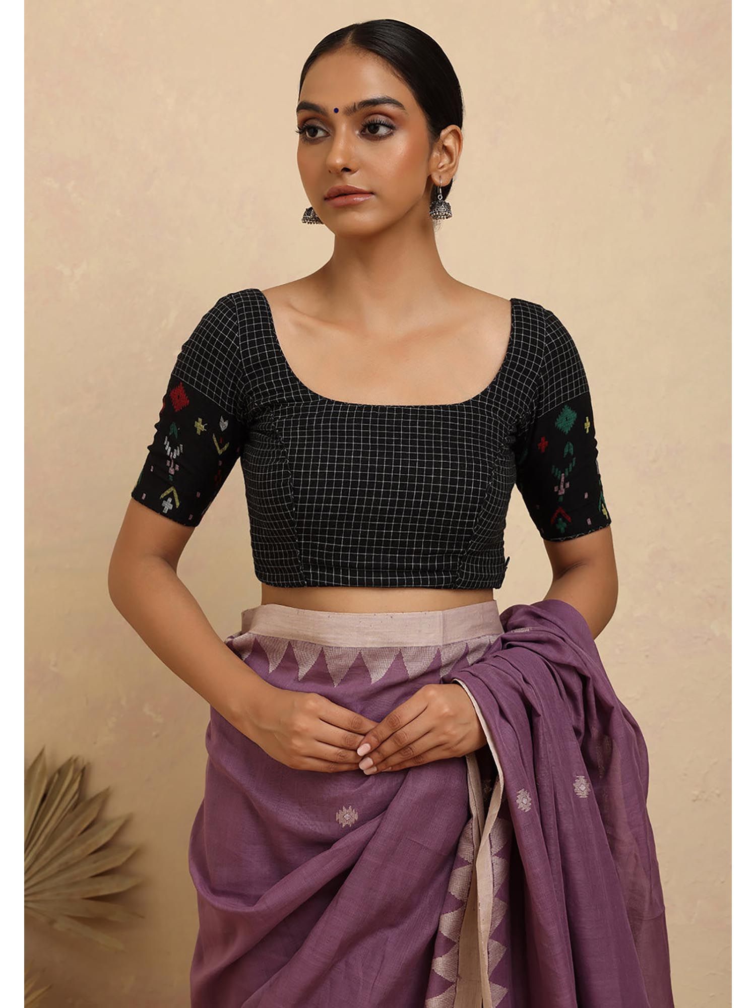 Checkmate Jamdani Stitched Blouse-picture-42