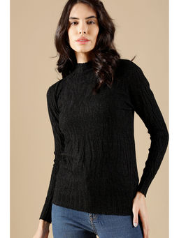 Gipsy - Black Regular Fit Acrylic Sweaters