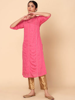 Indya - Pink Sequin and Printed Muslin Kurta