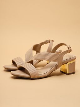 ERIDANI - Cathie Beige Block Sandal Heels