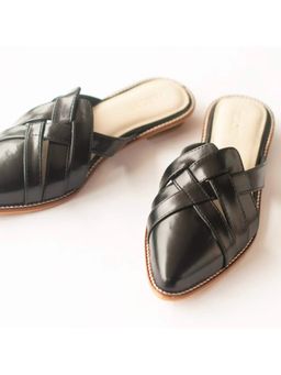 AUZORI - Women CHIC Black Pointed Flat Mules - Black