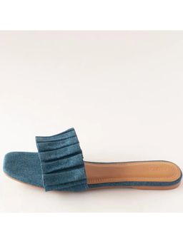 AUZORI - Women Denim Ruffled Flat - Blue