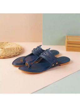 AUZORI - Women Indigo Blue Kolhapuri - Blue