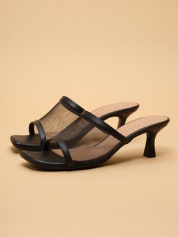 ERIDANI - Myles Black Slip on Kitten Heels