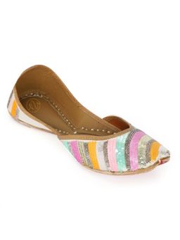 NR by Nidhi Rathi - Shimmery Multi-Color Handcrafted Leather Ethnic Juttis