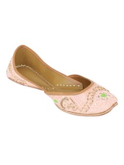 NR by Nidhi Rathi - Baby Pink Handcrafted Leather Ethnic Juttis for Women