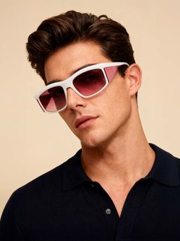 Guess - Men UV Protected Full Rim Pink Lens Rectangle Sunglasses (57)