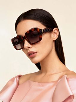 Guess - Women UV Protected Full Rim Brown Lens Rectangle Sunglasses (54)