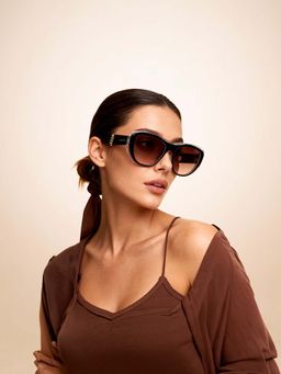 IDEE - Brown Oval 100% Uv Protected Sunglasses For Women Size 54