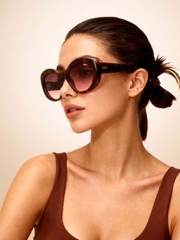 IDEE - Brown Oval 100% Uv Protected Sunglasses For Women Size 55