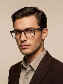 Police - Square VPL389K527FAFR Brown Medium Eyeglass Frames