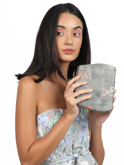 Odette - Grey Printed Clutch