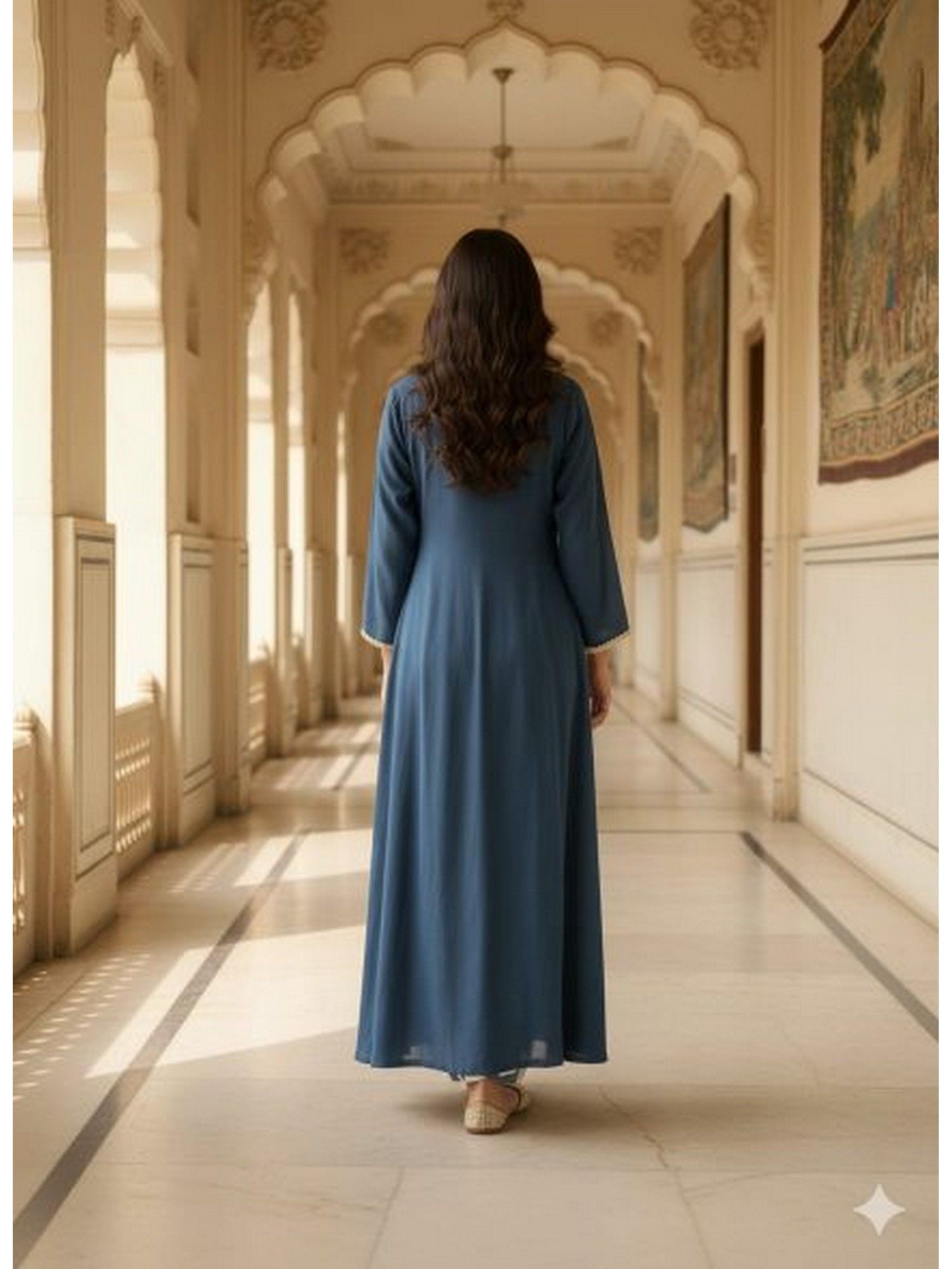 Embroidered Layered Thread Work Pure Cotton Kurta with Palazzo