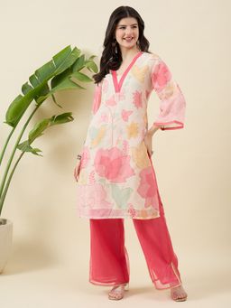 Aritri - Beige Floral Printed Kurta with Pant