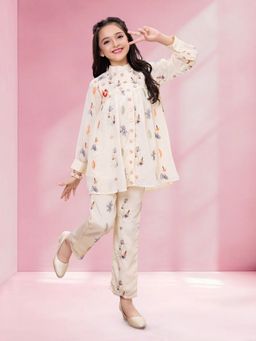 Mini Stitch - Cream Woven Rayon Thread Embriodery Co-ord Set