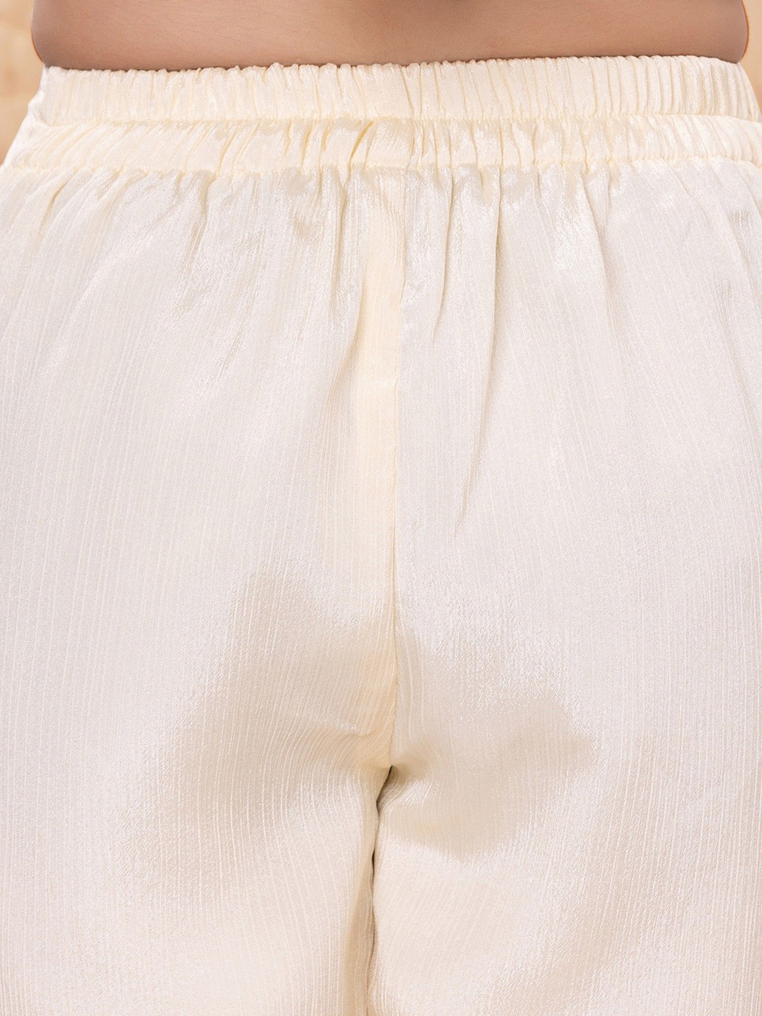 Cream Woven Rayon Thread Embriodery Co-ord Set