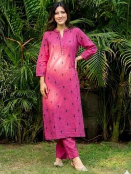 HOUSE OF JAMOTI - Pink Pikes Spades Cotton Kurta with Pant