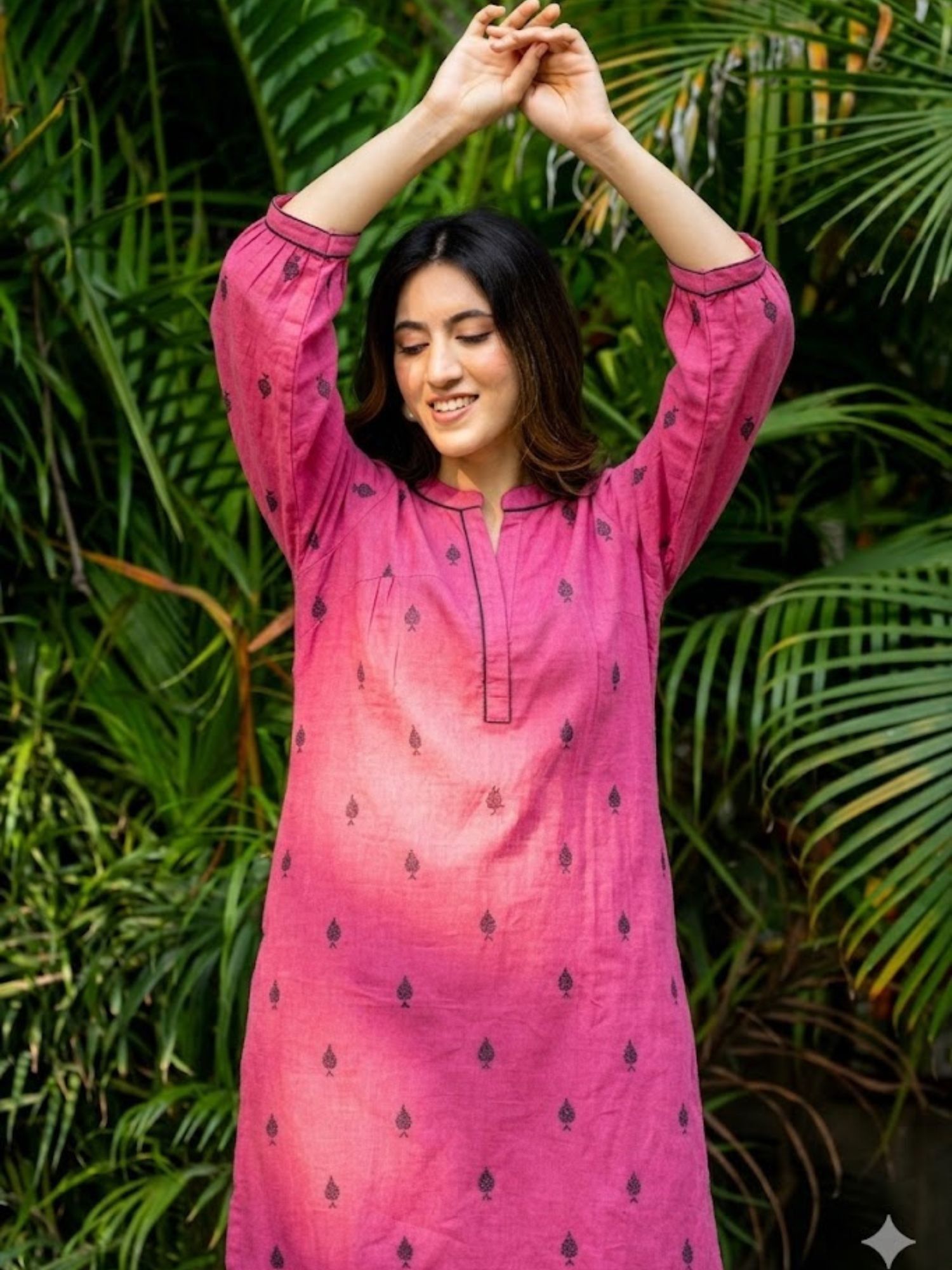 Pink Pikes Spades Cotton Kurta with Pant