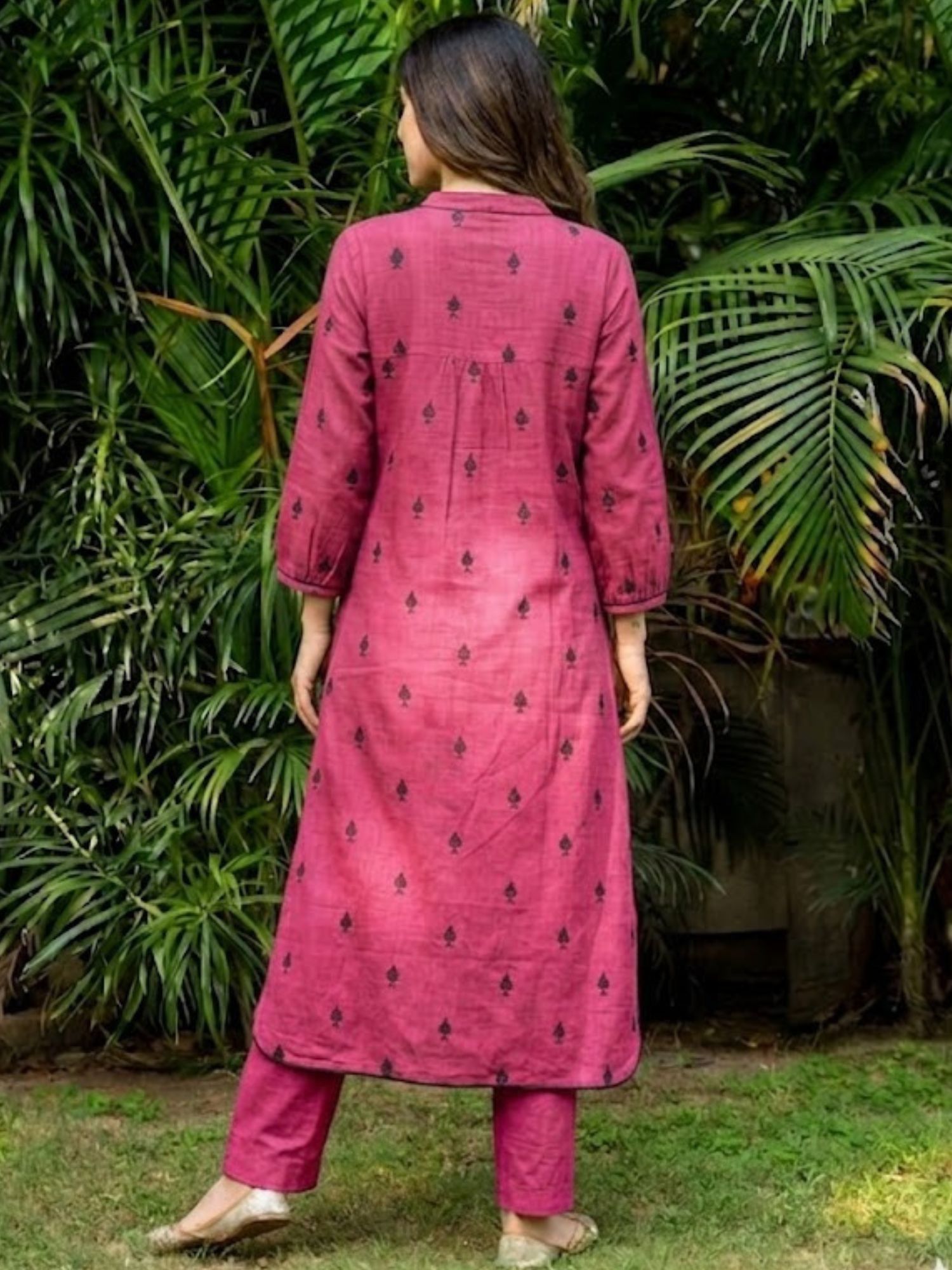 Pink Pikes Spades Cotton Kurta with Pant