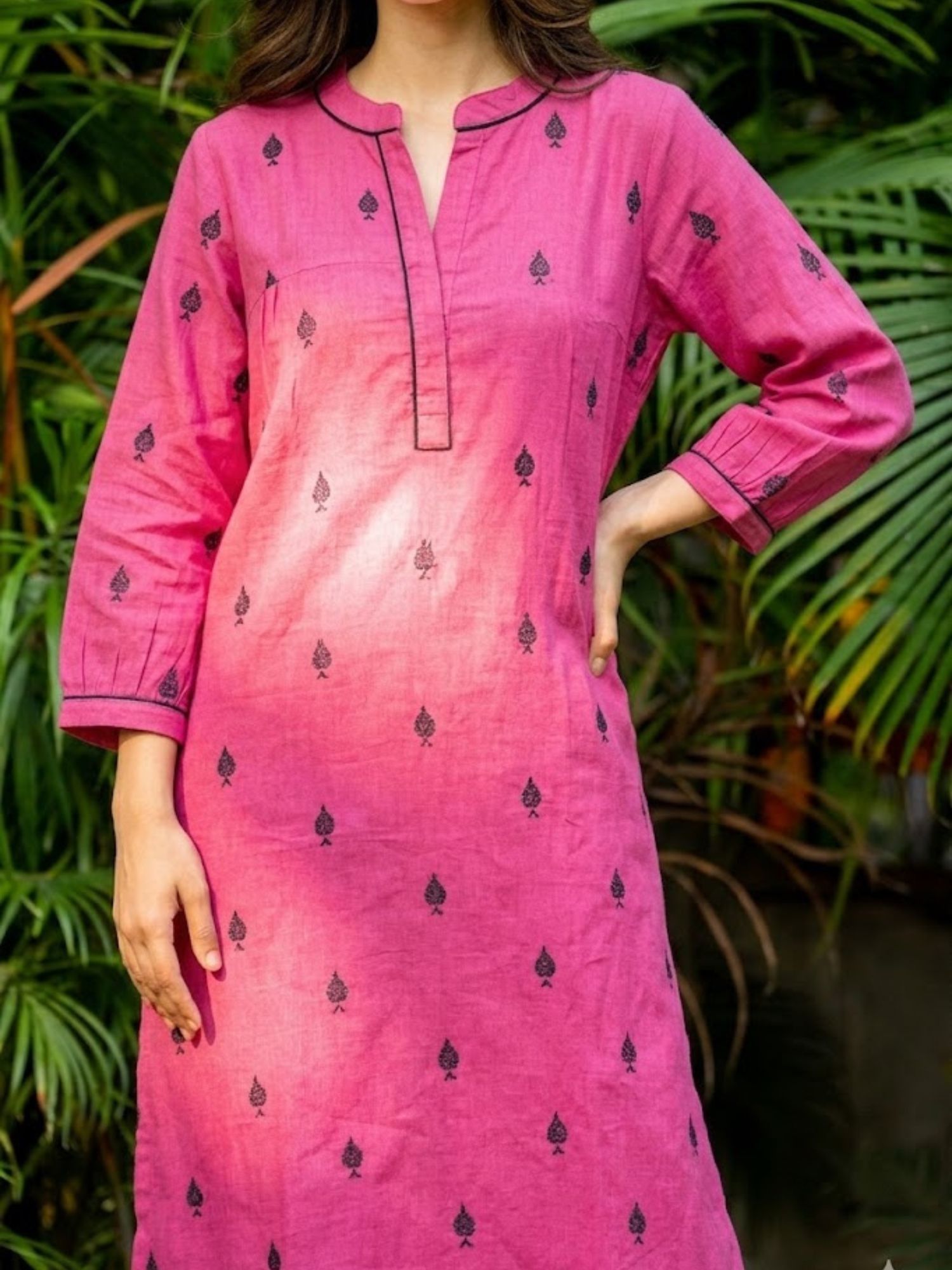 Pink Pikes Spades Cotton Kurta with Pant