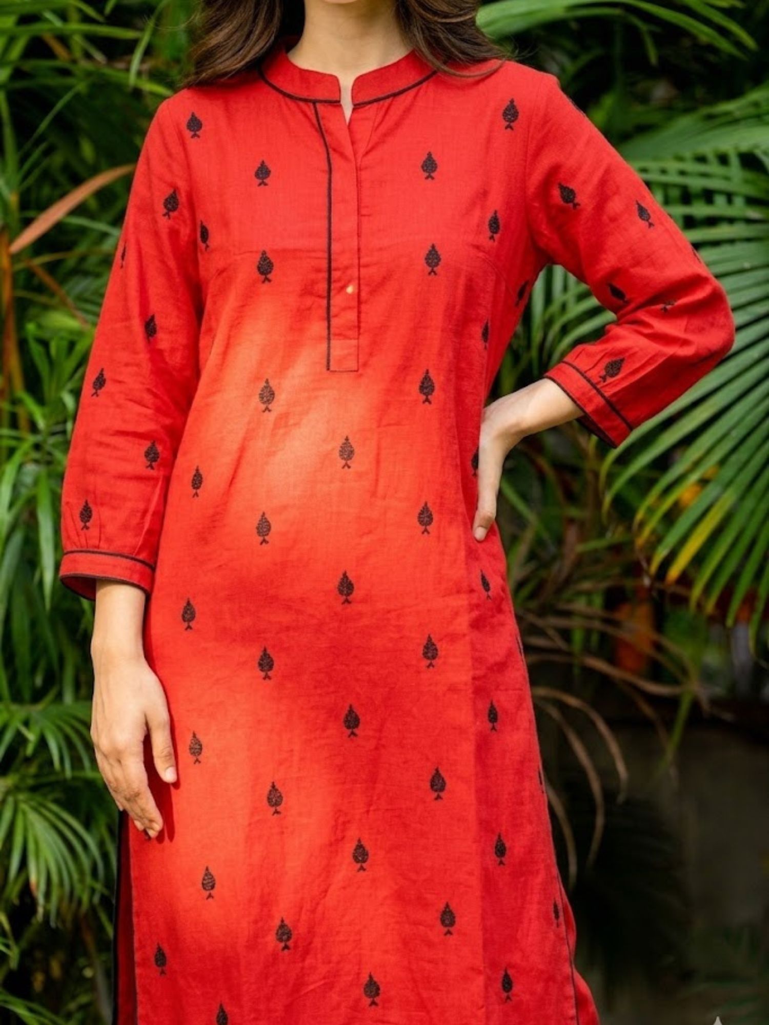 Red Pikes Spades Cotton Kurta with Pant
