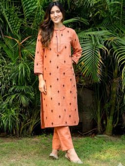HOUSE OF JAMOTI - Peach Pikes Spades Cotton Kurta with Pant