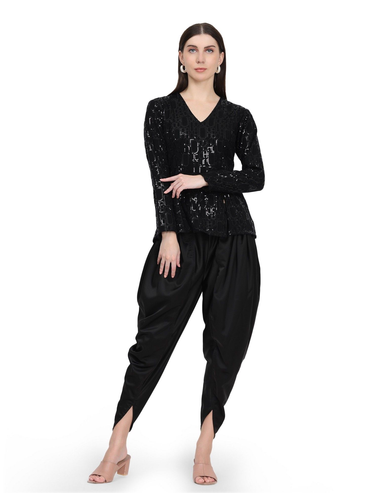 Shyla Regular Fit Indo western Top with Dhoti