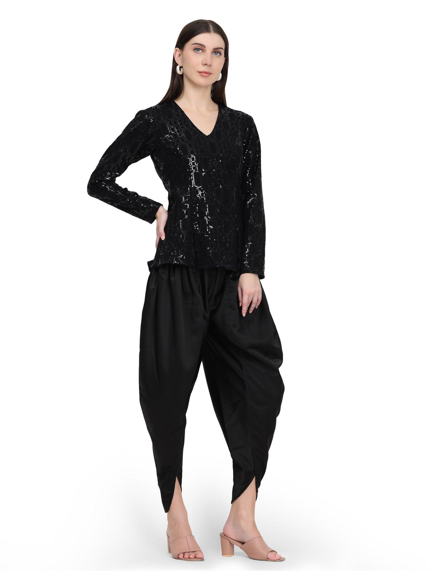 Shyla Regular Fit Indo western Top with Dhoti