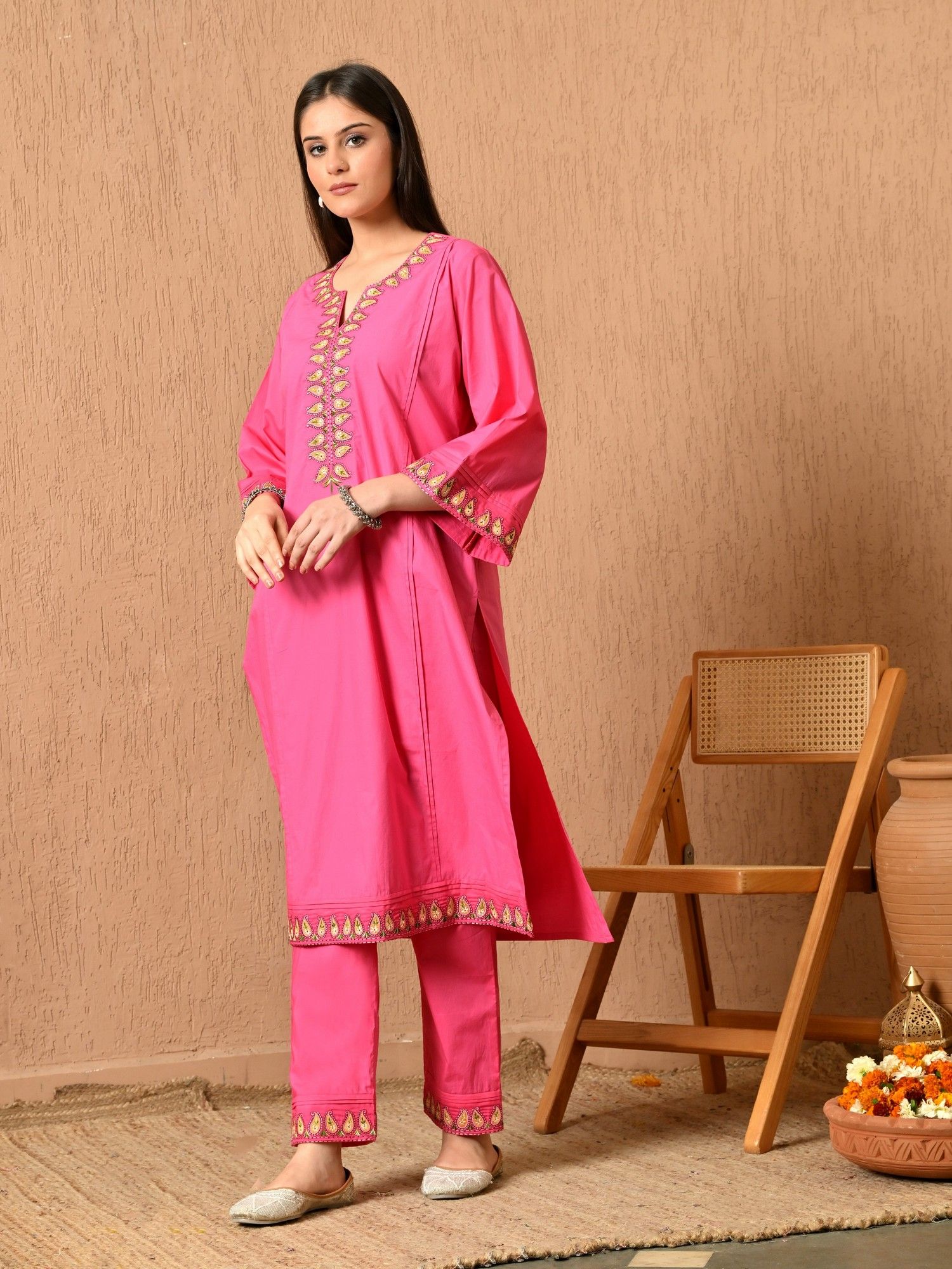 Heer Embroidered Cotton Kurta with Pant