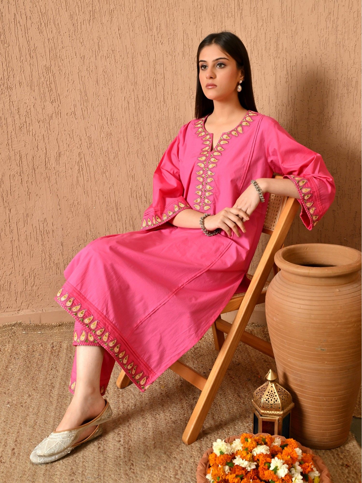Heer Embroidered Cotton Kurta with Pant