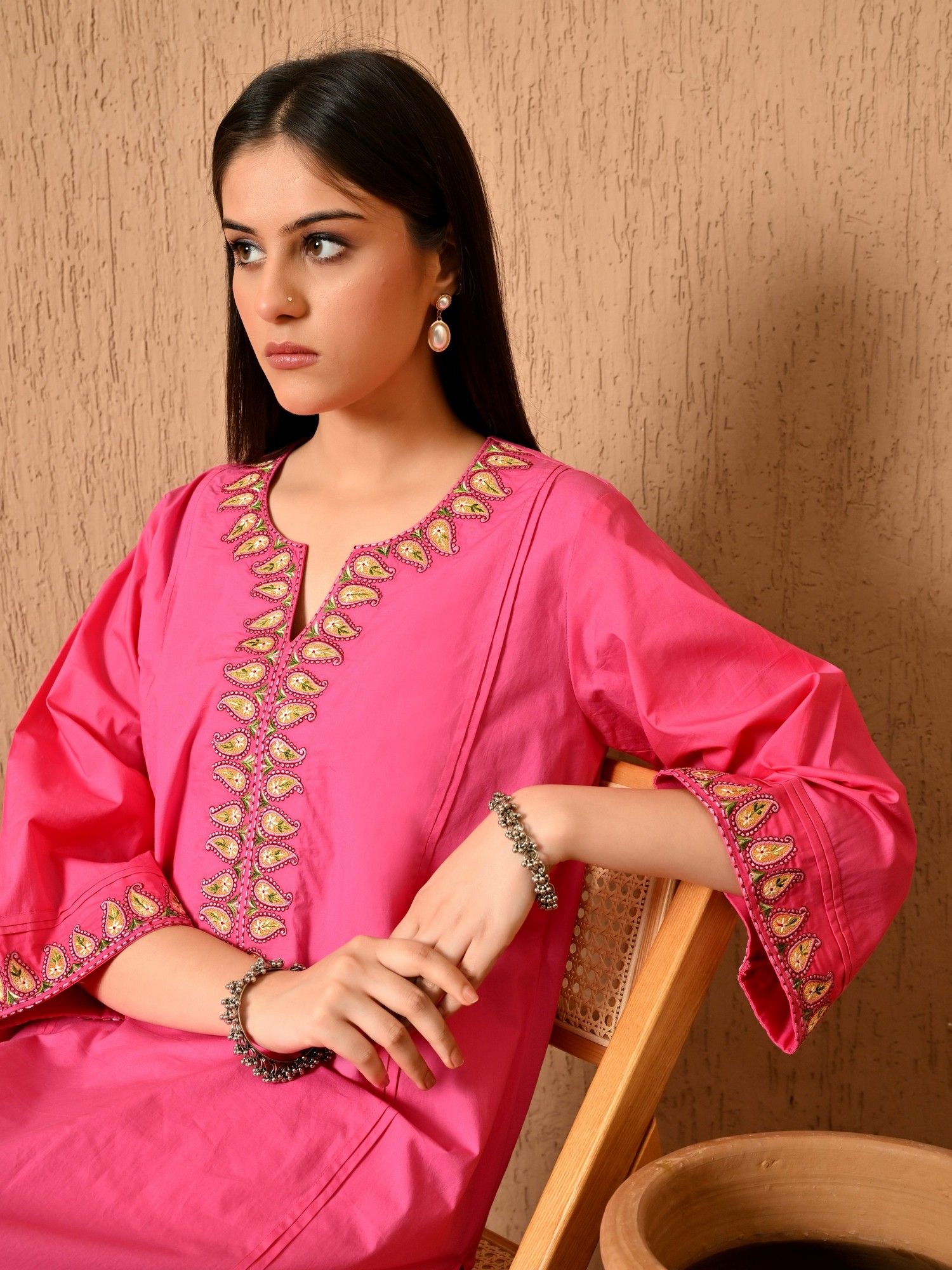 Heer Embroidered Cotton Kurta with Pant