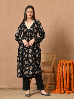 KELIN - Isleen Flared Fit Printed Cambric Kurta with Pant