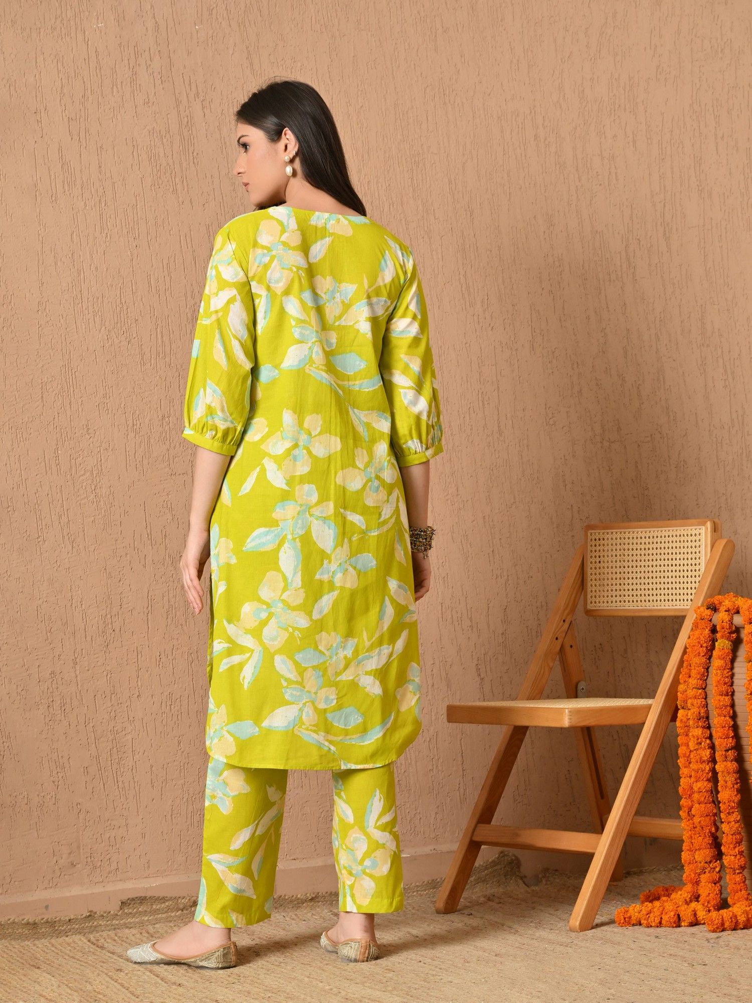 Thea Flared Fit Printed Cambric Kurta with Pant