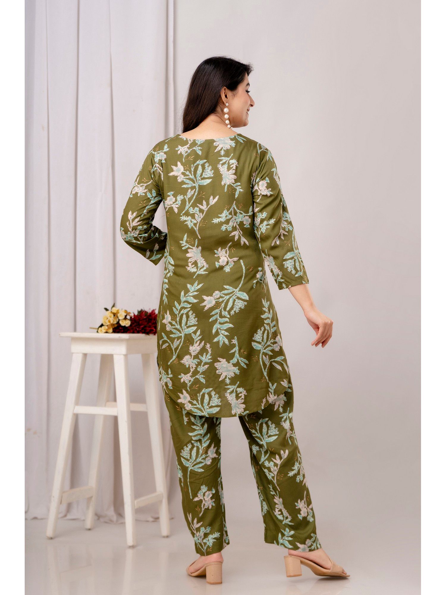 Green Floral Printed Co-Ord Set