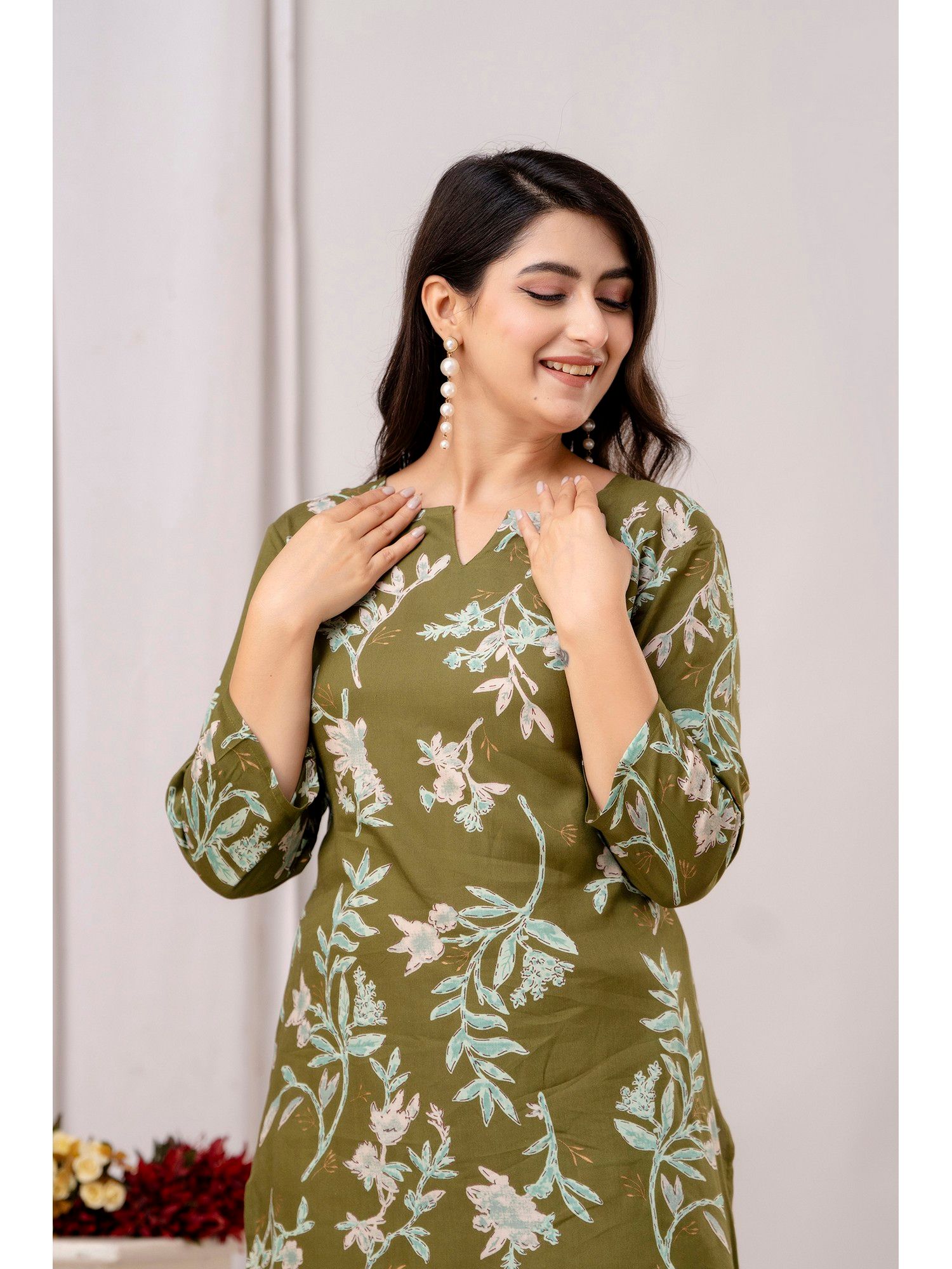 Green Floral Printed Co-Ord Set
